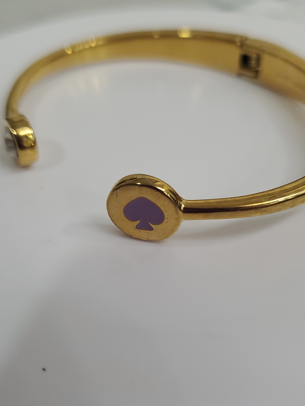 kate spade Gold-Tone Open Cuff Bracelet with Purple Spade and Crystal - Picture 12 of 16
